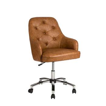 40" Fabric Gaslift Adjustable Swivel Office Chair Brown - Glitzhome