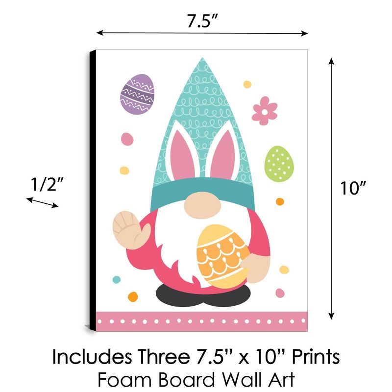 Big Dot of Happiness Easter Gnomes - Spring Bunny Wall Art and Kids Room Decor - 7.5 x 10 inches - Set of 3 Prints, 5 of 8