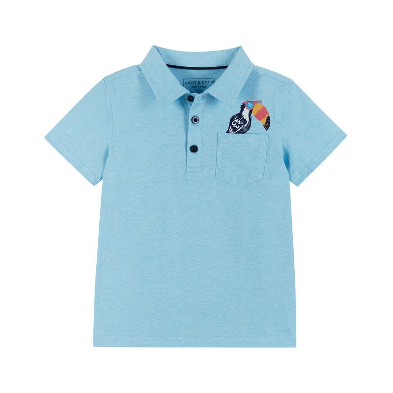 Andy & Evan  Toddler Toucan Pocket Knit Polo Shirt, 1 of 6