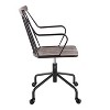 TiramisuBest Walnut Wood Farmhouse Adjustable Office Chair with Metal Backrest, 360 - degree Swivel - 2 of 4