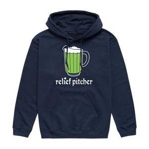 Men's - Instant Message - Relief Pitcher Green Beer Graphic Fleece Pullover Hoodie - 1 of 4