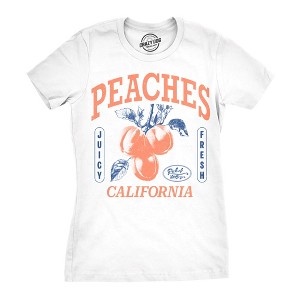 Womens Funny T Shirts Peaches California Sarcastic Fruit Graphic Novelty Tee For Ladies - Crazy Dog Women's T Shirt For Foodies - 1 of 4