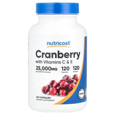 Nutricost Cranberry with Vitamins C & E, 120 Capsules