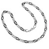 Steeltime 24" and 8.5" Men's two tone stainless steel figaro chain set. Color Option: Silver/Gold, Silver/Black, Black/Gold - 2 of 4