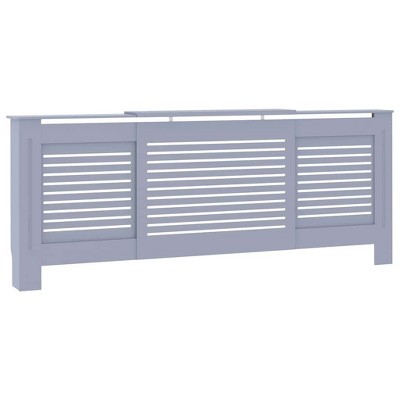 vidaXL Radiator Cover with Top Shelf, Hide Cluttered Pipes, MDF, 55.5-80.7''x7.5''x32.1'', Gray