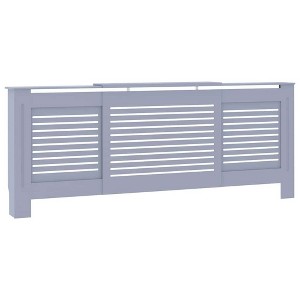 vidaXL Radiator Cover with Top Shelf, Hide Cluttered Pipes, MDF, 55.5-80.7''x7.5''x32.1'', Gray - 1 of 4