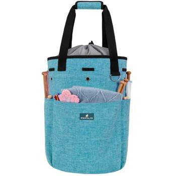 Large Craft Organizer to Store Crocheting & Knitting Supplies Portable Yarn  Storage With 7 Pockets for Tools, Shoulder Strap and Handle 