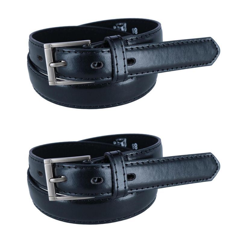 CTM Kid's Leather 1 inch Dress Belt with Square Buckle (Pack of 2), 1 of 2
