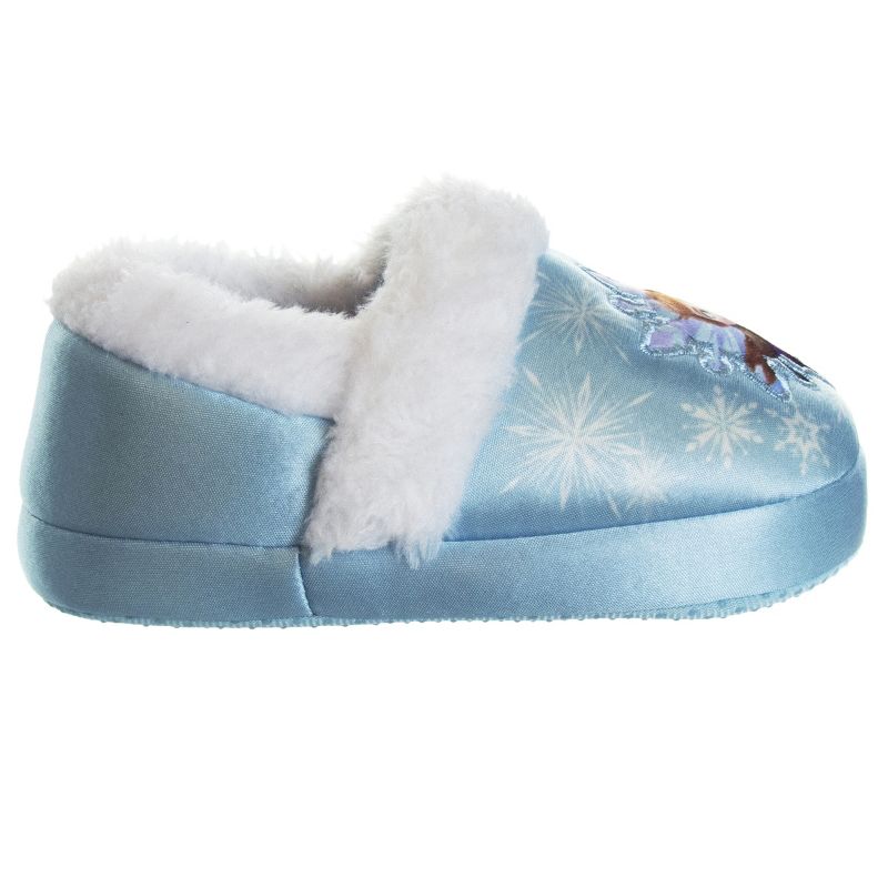 Disney Frozen Girl Slippers - Elsa and Anna Plush Lightweight Warm Comfort Soft Aline House Shoes - Blue White  (Toddler-Little Kid), 4 of 9