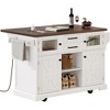 Vynxaria 54.9" Kitchen Island with Drop Leaf, Power Outlet & Barn Doors - 2 of 4