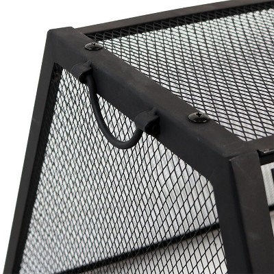 36-Inch Black Steel Outdoor Fire Pit with Grill and Spark Screen