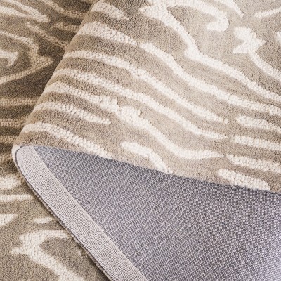 Grey and Ivory Handmade Wool Tufted Area Rug 6' x 9'