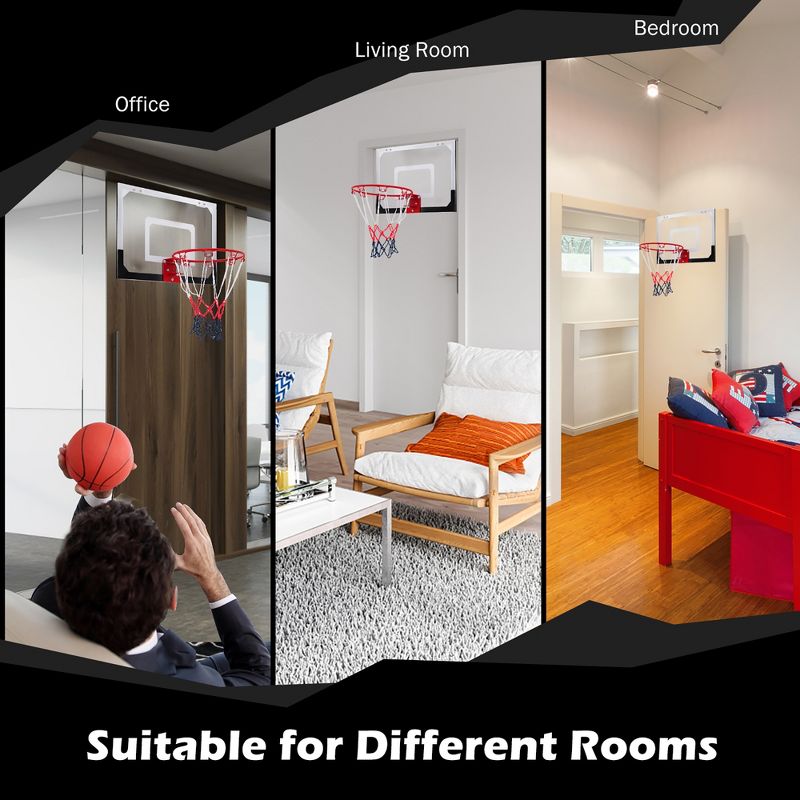 Over-The-Door Mini Basketball Hoop Includes Basketball & Hand Pump 2 Nets Indoor Sports, 4 of 11