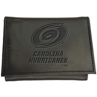 Evergreen NHL Carolina Hurricanes Black Leather Trifold Wallet Officially Licensed with Gift Box