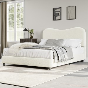 Velvet Upholstered Kids Bed Frame with Headboard - Low Profile Platform Bed for Teens, No Box Spring Needed, Cozy Fabric, Quiet & Easy Assembly - 1 of 4
