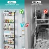 NewHome"6-Tier Over Door Pantry Organizer Rack with Hanging Hooks, Carbon Steel Shelf for Kitchen & Bathroom"Black - 3 of 4