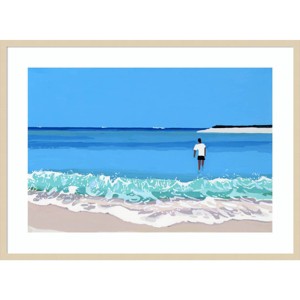 41" x 30" Sea and Man by Hiroyuki Izutsu Wood Framed Wall Art Print - Amanti Art: Giclee Lithograph, Modern Decor - 1 of 4