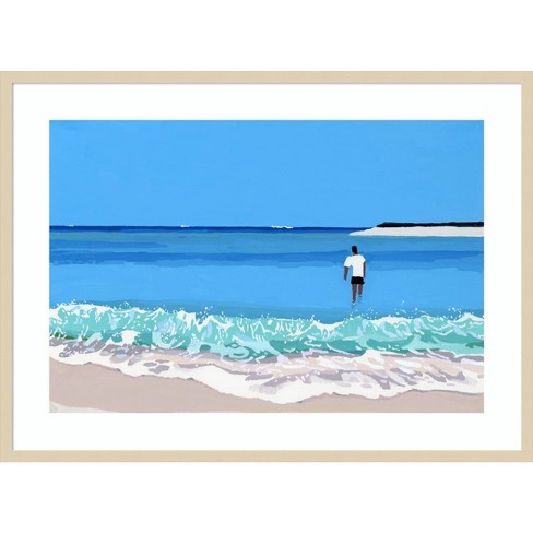 41" x 30" Sea and Man by Hiroyuki Izutsu Wood Framed Wall Art Print - Amanti Art: Giclee Lithograph, Modern Decor - image 1 of 4