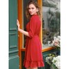 Allegra K Women's Solid Ruffle Hem 3/4 Sleeve A-Line Smocked Short Chiffon Dress - 4 of 4
