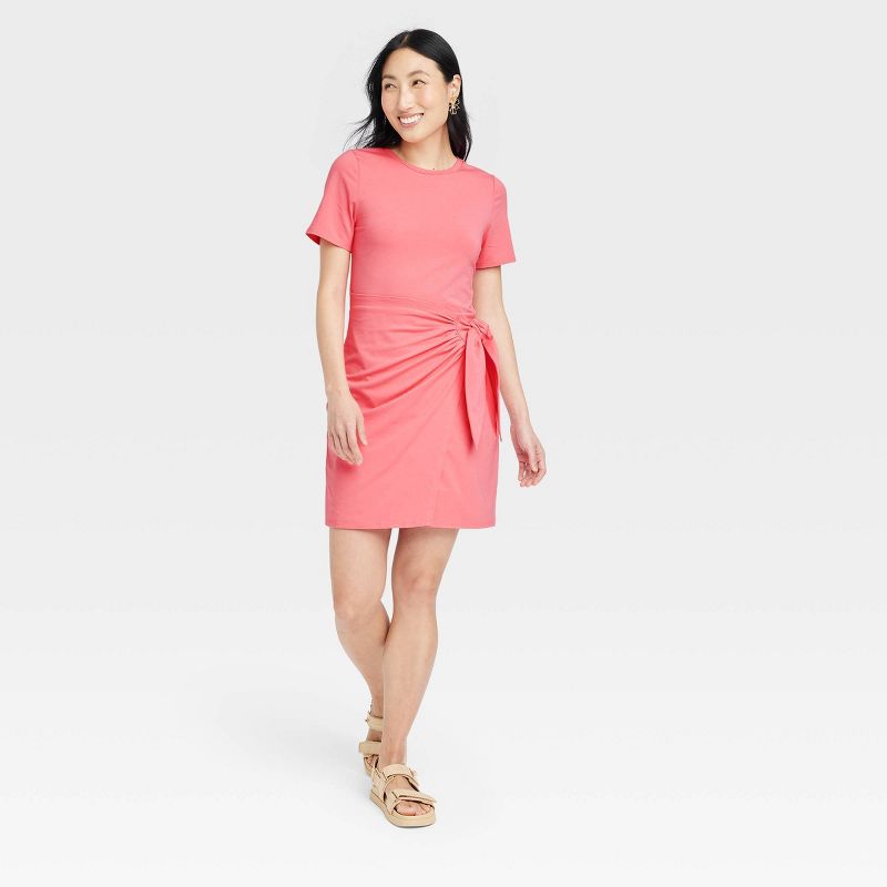 Women's Short Sleeve Mini T-Shirt Wrap Dress - A New Day™, 1 of 11