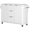Bella Depot 55.5" Fluted Kitchen Island with Drop Leaf, Power Outlet, Rolling Kitchen Cart with Faux Marble Top, Adjustable Shelves - 3 of 4