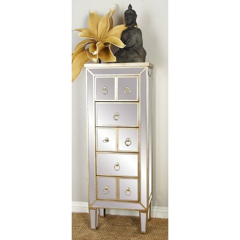 Glam Mirrored Tall 8 Drawer Chest Beige Olivia May Polished Finish No Assembly Required Target