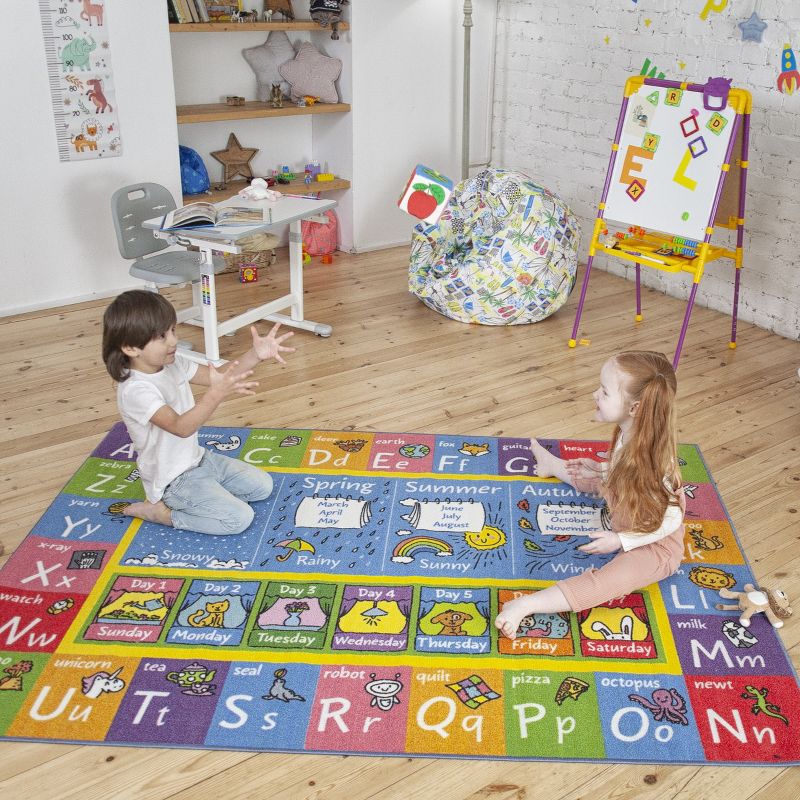 KC CUBS Boy & Girl Kids ABC Alphabet, Seasons, Months & Days Educational Learning & Fun Game Play Nursery Bedroom Classroom Rug Carpet, 2 of 11