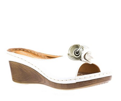 GC Shoes Sydney Flower Comfort Slide Wedge Sandals
