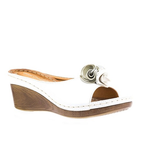 Gc Shoes Sydney White 6 Flower Comfort Slide Wedge Sandals : Target