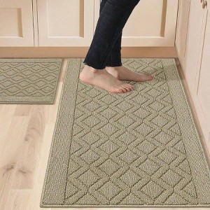 48x20 Inch 30x20 Inch Kitchen Rug Mats Polypropylene Soft Anti Slip Washable Beige Home Kitchen Mat - 1 of 4