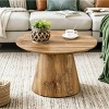 Natural Wood Round Coffee Table,Coffee Table With Natural Wood Grain MDF Tabletop And Wood Base,MDF Coffee Table-Cuddlewood - 2 of 4