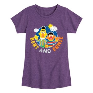 Girls' - Sesame Street - Bert And Ernie Fitted Short Sleeve Graphic T-Shirt - 1 of 4