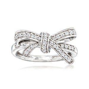 Ross-Simons 0.35 ct. t.w. Diamond Bow Ring in Sterling Silver - 1 of 4