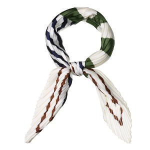Allegra K Women's Crinkle Pleated Stripe Rhombus Neck Scarf Crumple Neckerchief - 1 of 4