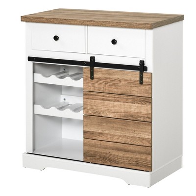 NicBex Sideboard Buffet Cabinet with 2 Drawers Kitchen Wine Bar Cabinet with Wine Racks for Kitchen,Living Room,White
