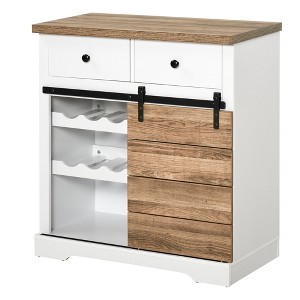 NicBex Sideboard Buffet Cabinet with 2 Drawers Kitchen Wine Bar Cabinet with Wine Racks for Kitchen,Living Room,White - 1 of 4