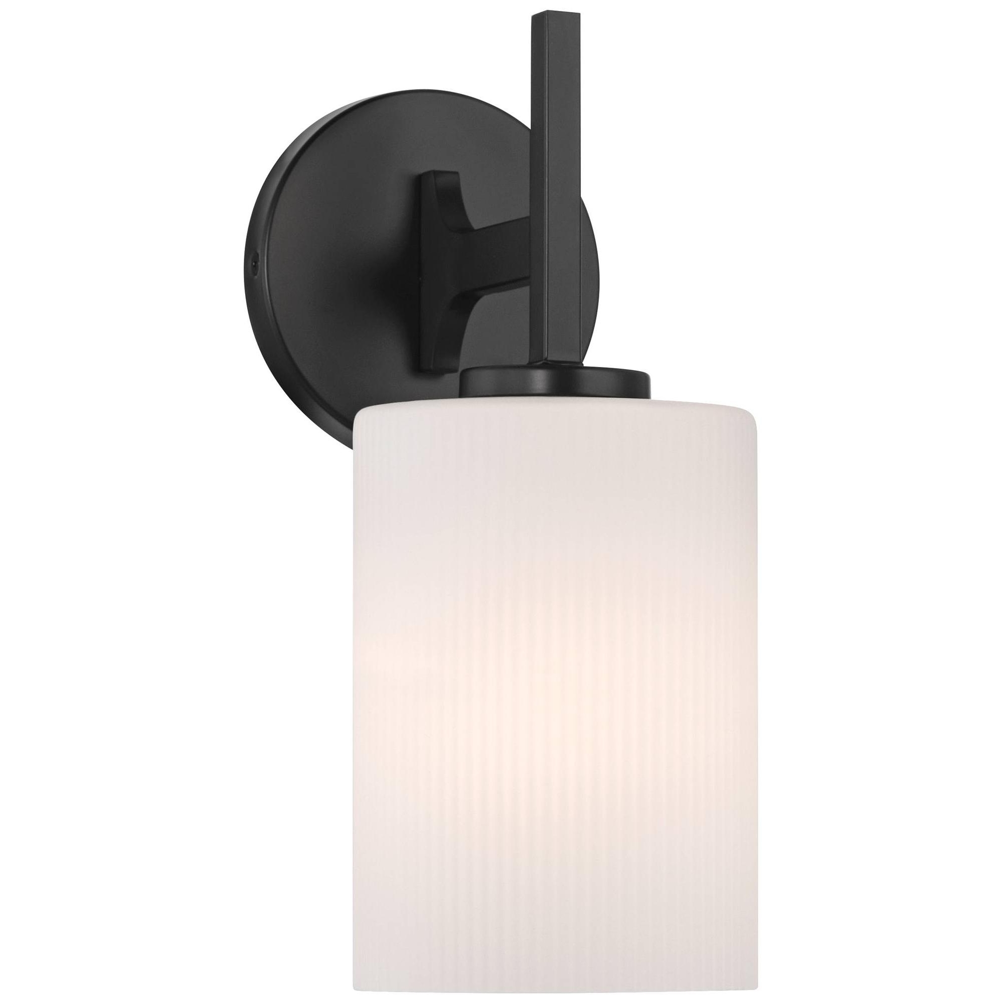 Possini Euro Design Nanni 12" High Modern Wall Sconce Light Lamp Fixture Mount Bathroom Bedroom Hardwired Cordless Matte Black Milk Glass Shade