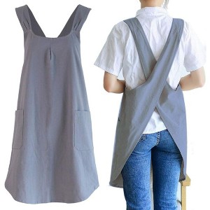 Cook with Style: Unisex Japanese Linen Crossback Apron - Charming Design with Convenient Pockets for an Enjoyable Baking Experience - 1 of 4