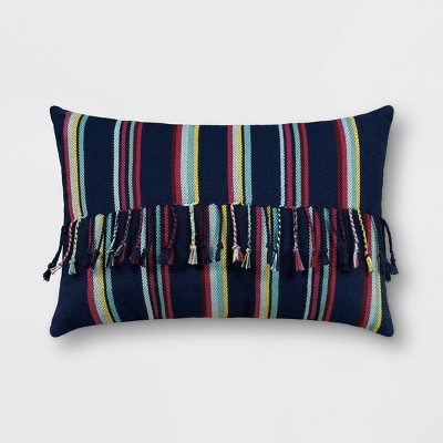 14"x20" Yarn Dye Striped Outdoor Lumbar Pillow - Threshold™