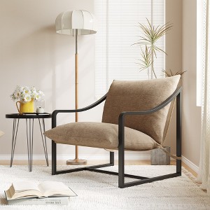 WhizMax Modern Sling Accent Chair, Comfy Fabric Living Room Chairs with Heavy Duty Metal Frame, Lounge Reading Armchair for Living Room Bedroom - 1 of 4