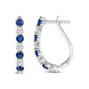 .925 Sterling Silver Created Blue and White Sapphire Hoop Earrings - 4 of 4