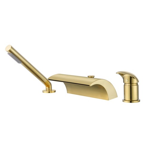 NIITAWH Roman Tub Faucet With Hand Shower - Waterfall Bathtub Filler, Deck Mount 3-Hole, Solid Brass, Chrome Finish