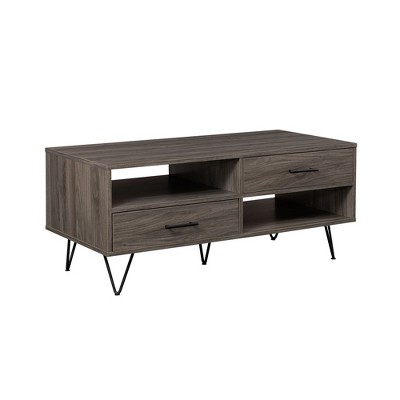 Okak Modern Hairpin-Leg Coffee Table with Storage Minimalist Design, Ready-to-Assemble