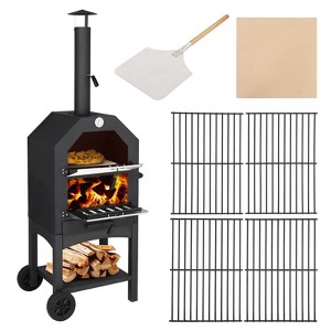 ROVSUN Outdoor Pizza Oven Wood Fried with Pizza Stone, Pizza Peel, Grill Rack for Backyard and Camping - 1 of 4