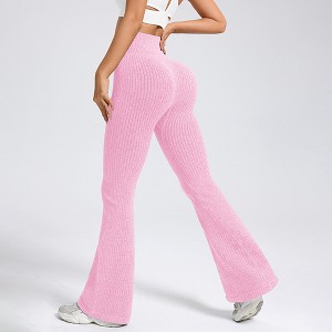 BABYYER Women Ribbed Flare Leggings, High Waist Stretchy Yoga Pants, Lightweight Workout Fitness Trousers - 1 of 4