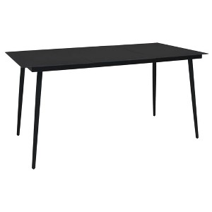 vidaXL Garden Dining Table Black 74.8"x35.4"x29.1" Steel and Glass - 1 of 3