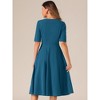 Allegra K Women's 1950s Vintage V Neck Half Sleeve Swing Dress with Pockets - 3 of 4