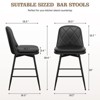 Huxxion Bar Stools Set of 2, Counter Height Swivel Bar Stools with High Back, 22" Seat Height for Kitchen Island & Home (Black) - 4 of 4