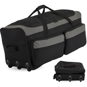 36" 3-Wheel Rolling Duffle Bag, Spacious Travel Bag with Stable Wheel Construction - 1 of 4