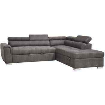 Thelma Sectional Sofa Gray Polished Microfiber - Acme Furniture